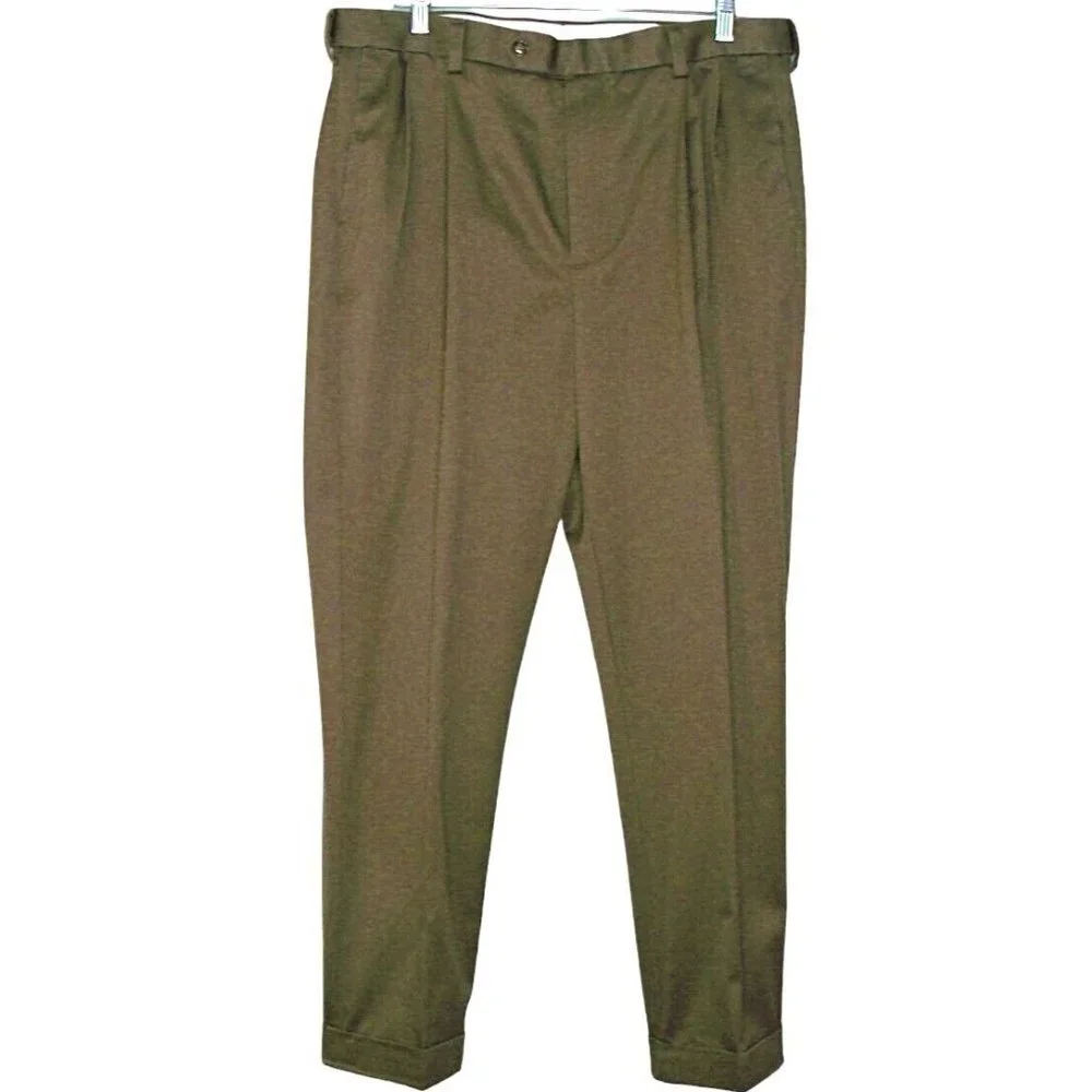 Round Tree & Yorke Mens Brown Classic Fit Comfort Expander Waist Pants Sz 36x30